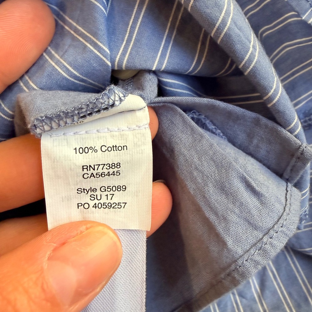 Madewell Blue White Pinstripe Button Front Tiered Cotton Mini Skirt Size Small - Picture 5 of 8